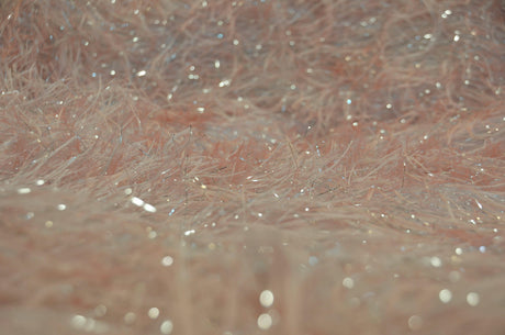 Blush Pink Shaggy Brocade Polyester Fabric - Metallic Eyelash, 56/57" Width (Yards)