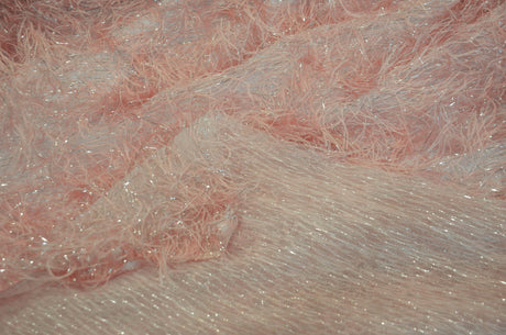 Blush Pink Shaggy Brocade Polyester Fabric - Metallic Eyelash, 56/57" Width (Yards)