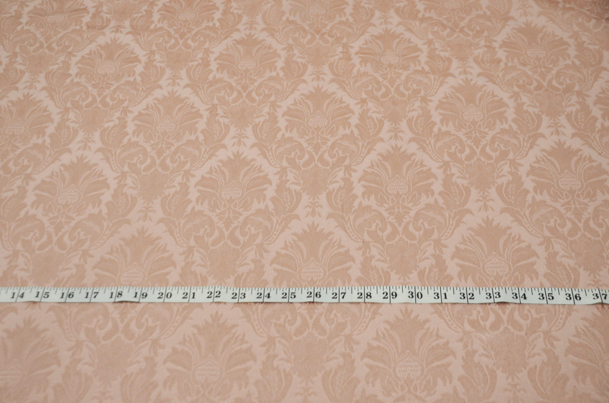 Vintage Damask Polyester Fabric - Damask Brocade, 58" Width, White, Ivory, Blush Pink (1 Yard)