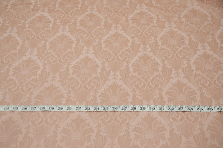 Vintage Damask Polyester Fabric - Damask Brocade, 58" Width, White, Ivory, Blush Pink (1 Yard)
