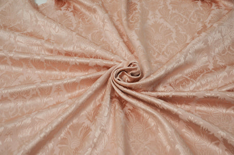 Vintage Damask Polyester Fabric - Damask Brocade, 58" Width, White, Ivory, Blush Pink (1 Yard)