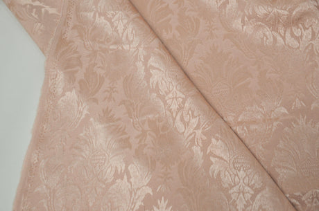 Vintage Damask Polyester Fabric - Damask Brocade, 58" Width, White, Ivory, Blush Pink (1 Yard)