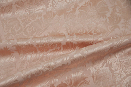 Vintage Damask Polyester Fabric - Damask Brocade, 58" Width, White, Ivory, Blush Pink (1 Yard)