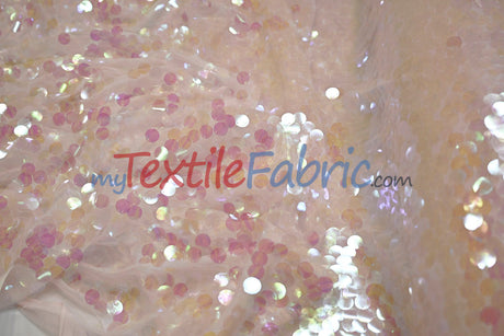 Fish Scale Paillette Sequins Polyester Fabric - 9Mm Sequins, 54" Width, Multiple Colors (1 Yard)
