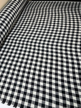 Cotton Polyester Checked Fabric Black White