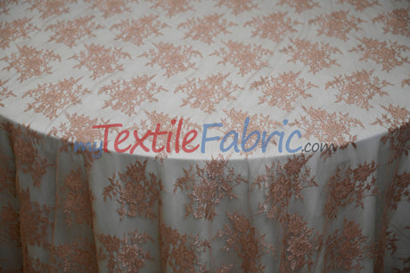 Chantilly Lace Polyester Fabric - Floral Embroidery, Sheer Mesh, 52" Width (1 Yard)