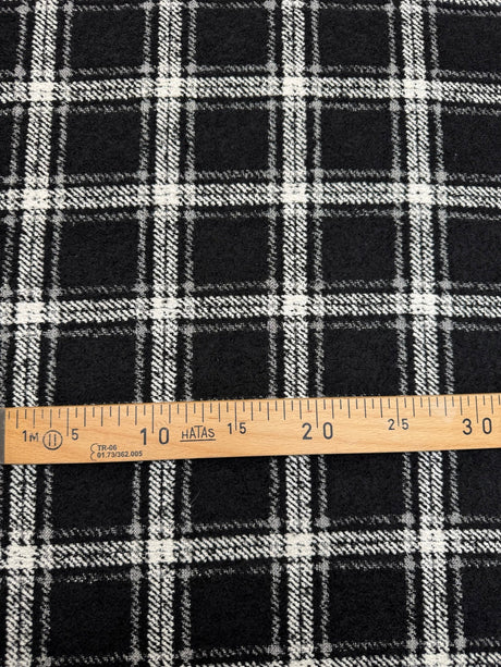 Wool Blend Bouclé Checked Black White