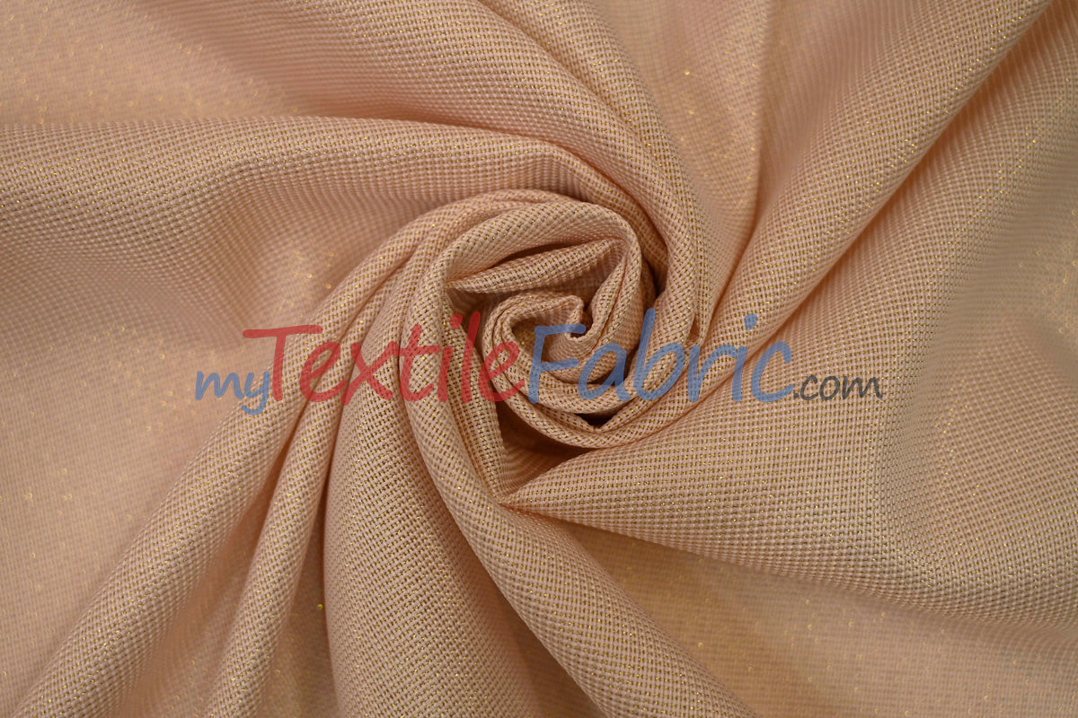 Metallic Vintage Linen Polyester Fabric - Imitation Burlap, Metallic Foil Vein, 58/60" Width (1 Yard)