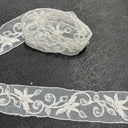 Beaded Corded Lace Trim White Ivory