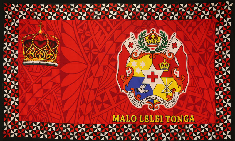 Malo Lelei Tonga Crown Sarong Polyester Fabric - Vibrant Multicolor Tongan Style, 72" L x 45" W (1 Piece)