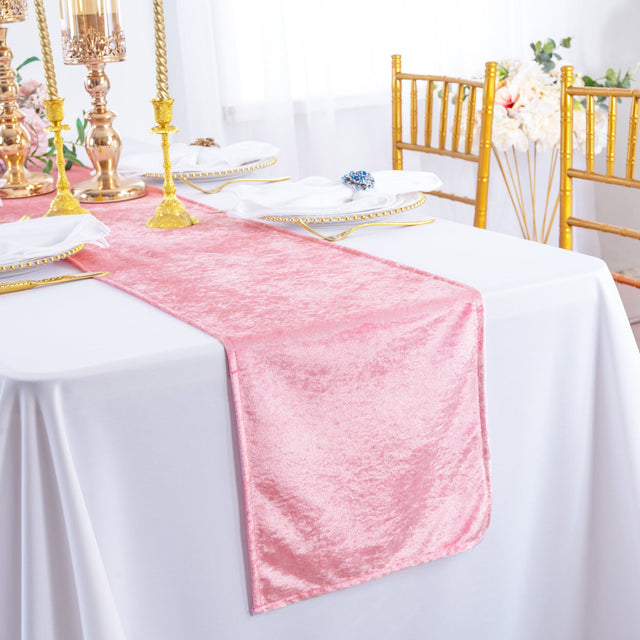 Crushed Velvet Table Runner 13x108 Pink