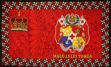 Malo Lelei Tonga Crown Polyester Fabric - Tongan Style Logo Print, 72" L X 45" W (1 Piece)