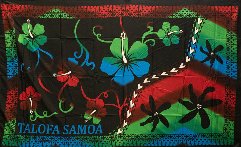 Polyester Sarong Multicolor Talofa Samoa Hibiscus Tiare