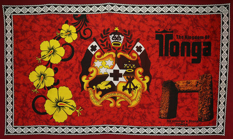Kingdom Of Tonga Ha’Amonga ‘A Maui Polyester Fabric - Vibrant Tongan Style Tupenu, 72" L X 45" W (1 Piece)