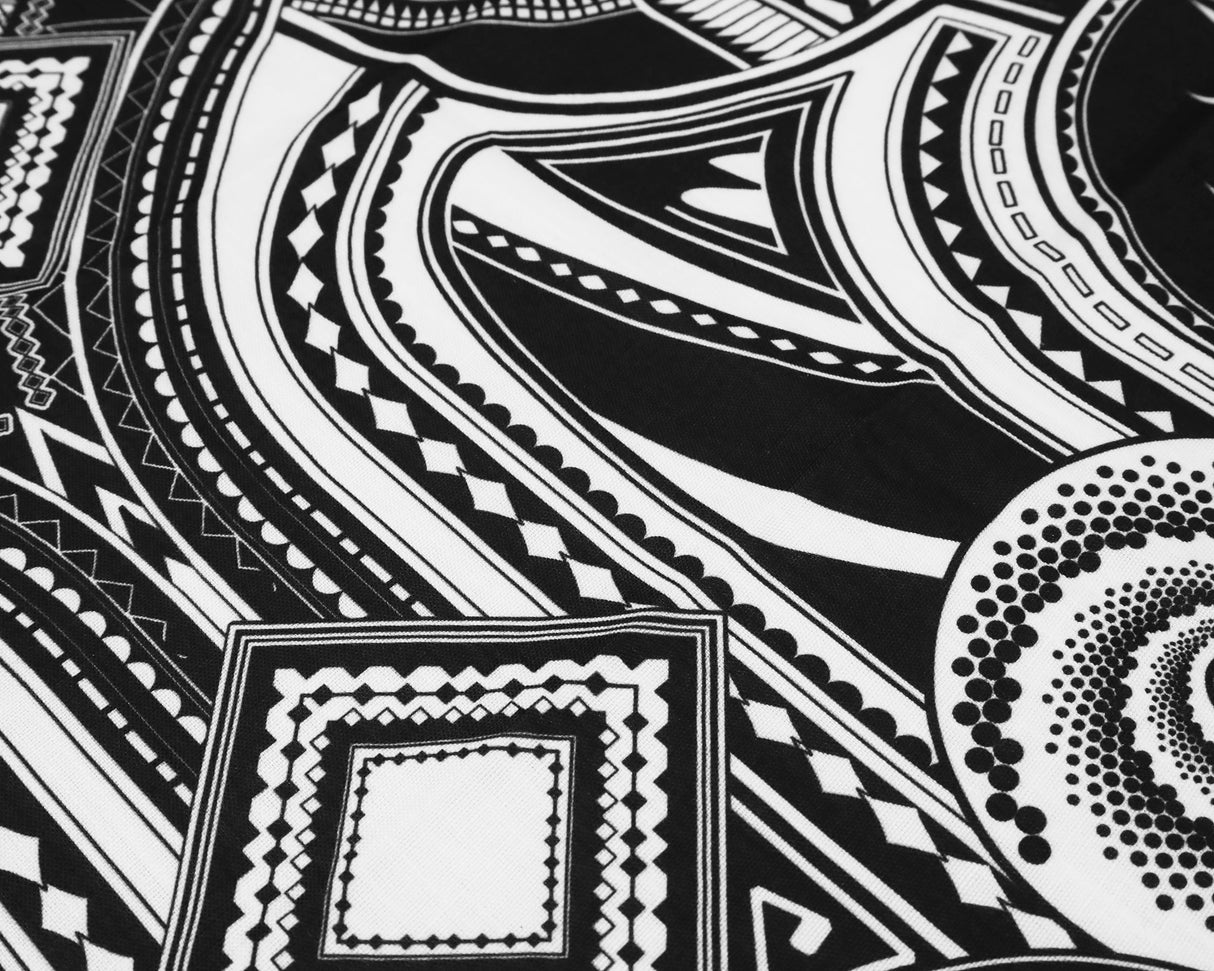 Round Faux Linen Tablecloth 132" Fractal