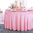 Round Crushed Velvet Tablecloth 132" Pink