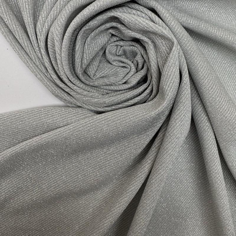 Silver Lurex Blend Rib Knit