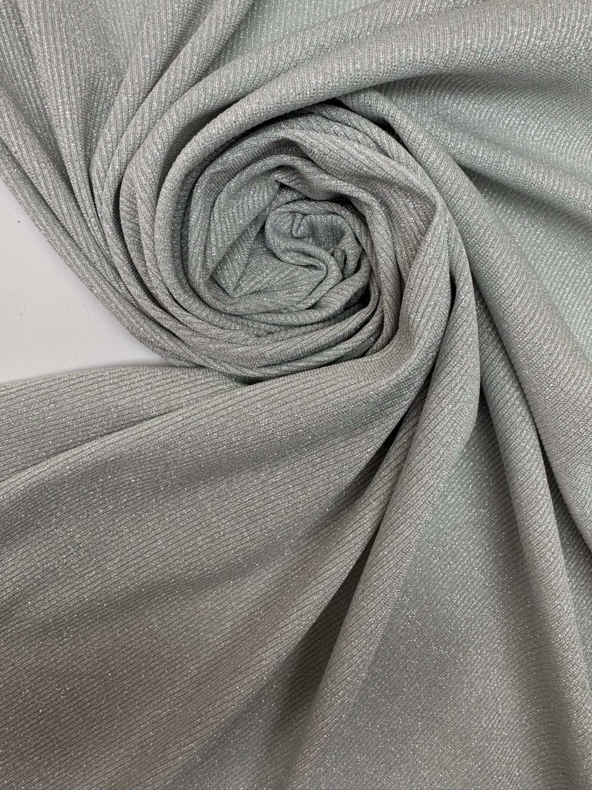 Silver Lurex Blend Rib Knit