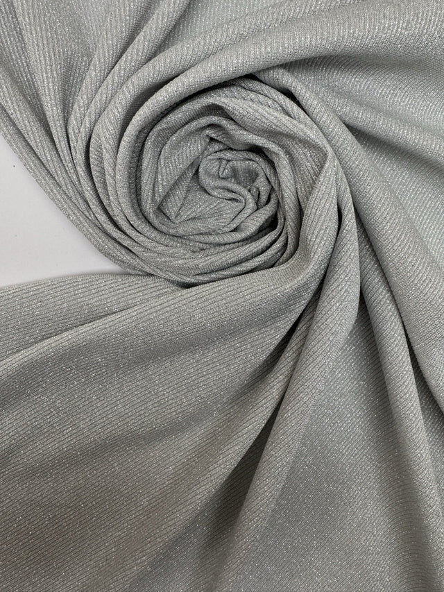Silver Lurex Blend Rib Knit
