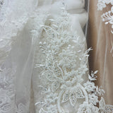 Beaded Corded Bridal Lace Fabric