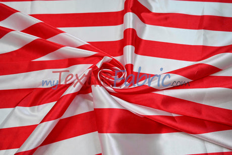 Stripe Satin Charmeuse Polyester Fabric - 2" Stripe, Multiple Colors, 58/60" Width (1 Yard)
