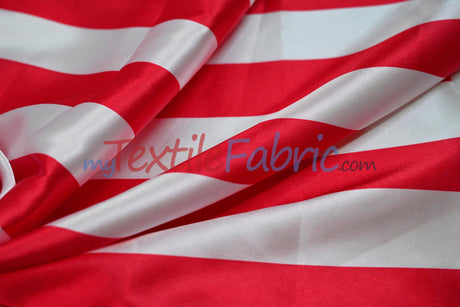 Stripe Satin Charmeuse Polyester Fabric - 2" Stripe, Multiple Colors, 58/60" Width (1 Yard)