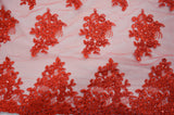 Camilla Embroidery Polyester Fabric - Flower Embroidery With Sequins, Sheer Bridal Lace, 52" Width (1 Yard)