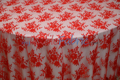 Chantilly Lace Polyester Fabric - Floral Embroidery, Sheer Mesh, 52" Width (1 Yard)