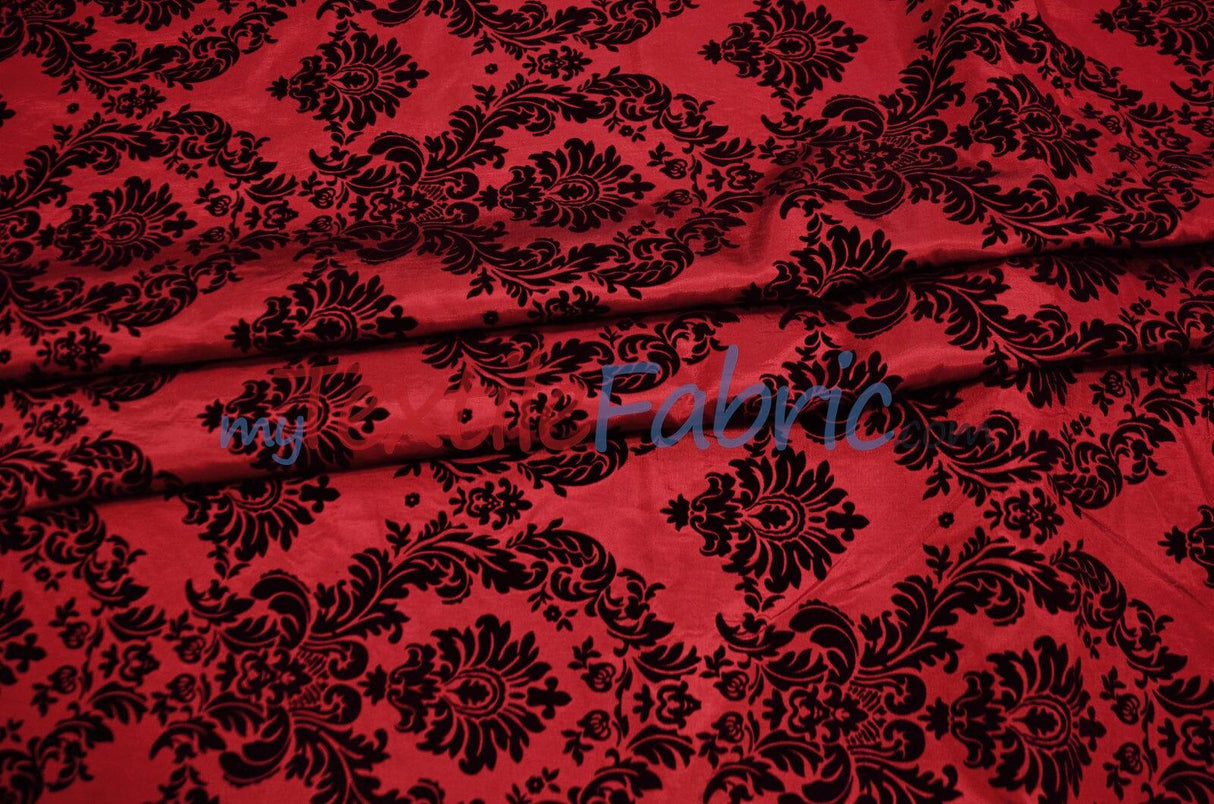 Damask Flocking Taffeta Fabric - Flocking Velvet Damask, 58/60" Width (1 Yard)