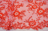 Edith Embroidery Fabric - Two Tone Floral Embroidery, Sheer Tulle, 52" Width, Multiple Colors (1 Yard)