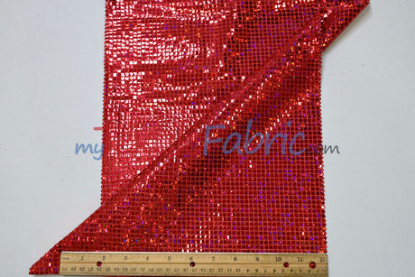 Holographic Mini Square Sequins Mesh Fabric - Holographic Mini Square Sequins, 45" Width (By The Yard)