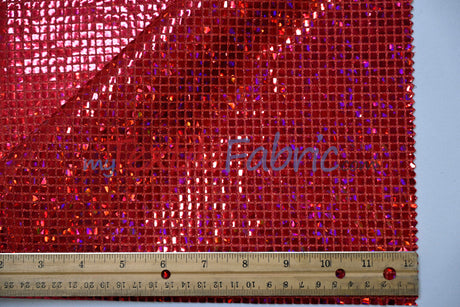 Holographic Mini Square Sequins Mesh Fabric - Holographic Mini Square Sequins, 45" Width (By The Yard)