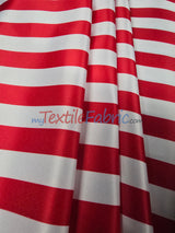 1 Inch Stripe Satin Print Lamour Satin Fabric - Black White 1 Inch Stripe, 58/60" Width (1 Yard)