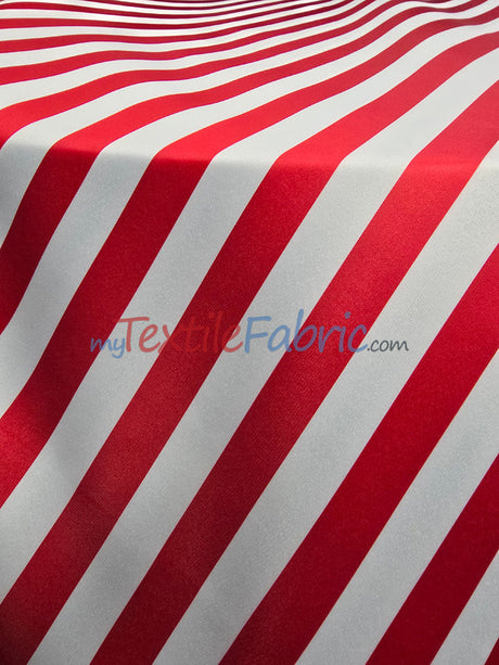 1 Inch Stripe Satin Print Lamour Satin Fabric - Black White 1 Inch Stripe, 58/60" Width (1 Yard)