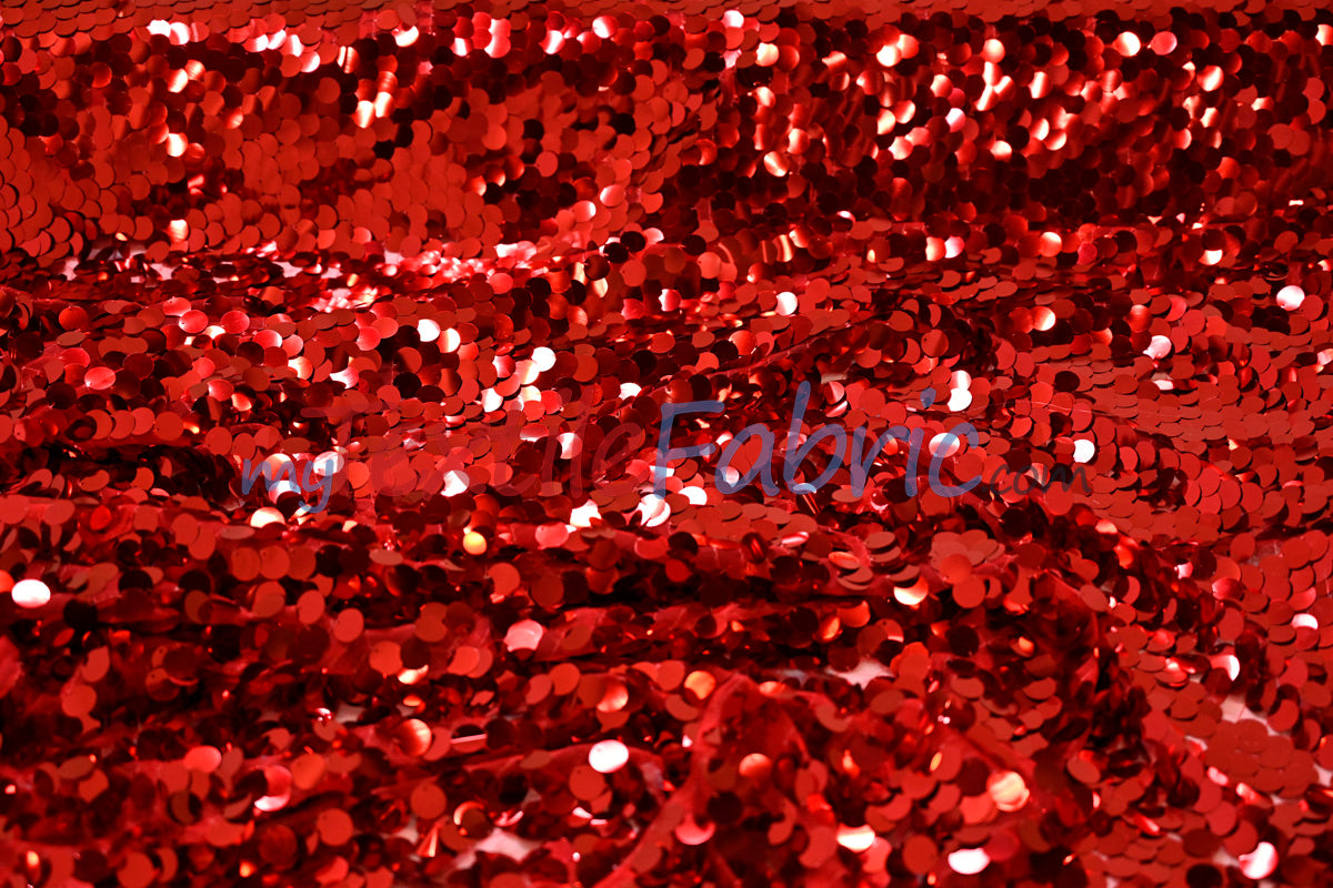 Fish Scale Paillette Sequins Polyester Fabric - 9Mm Sequins, 54" Width, Multiple Colors (1 Yard)