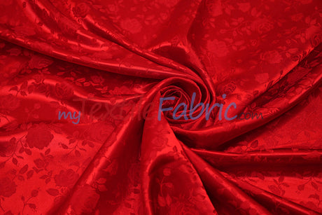 Satin Jacquard Satin Polyester Fabric - Satin Flower Brocade, 58/60" Width, Sample Swatch 3"x3" (1 Sample Swatch)