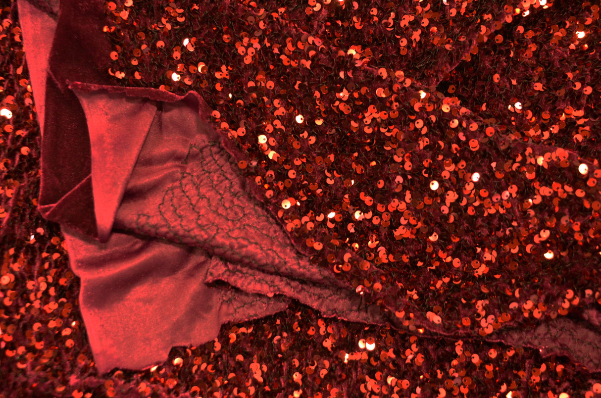 Sequins Stretch Velvet Polyester Spandex Fabric - Sequins On Plush Velvet, Multiple Colors, 60" Width (By The Yard)