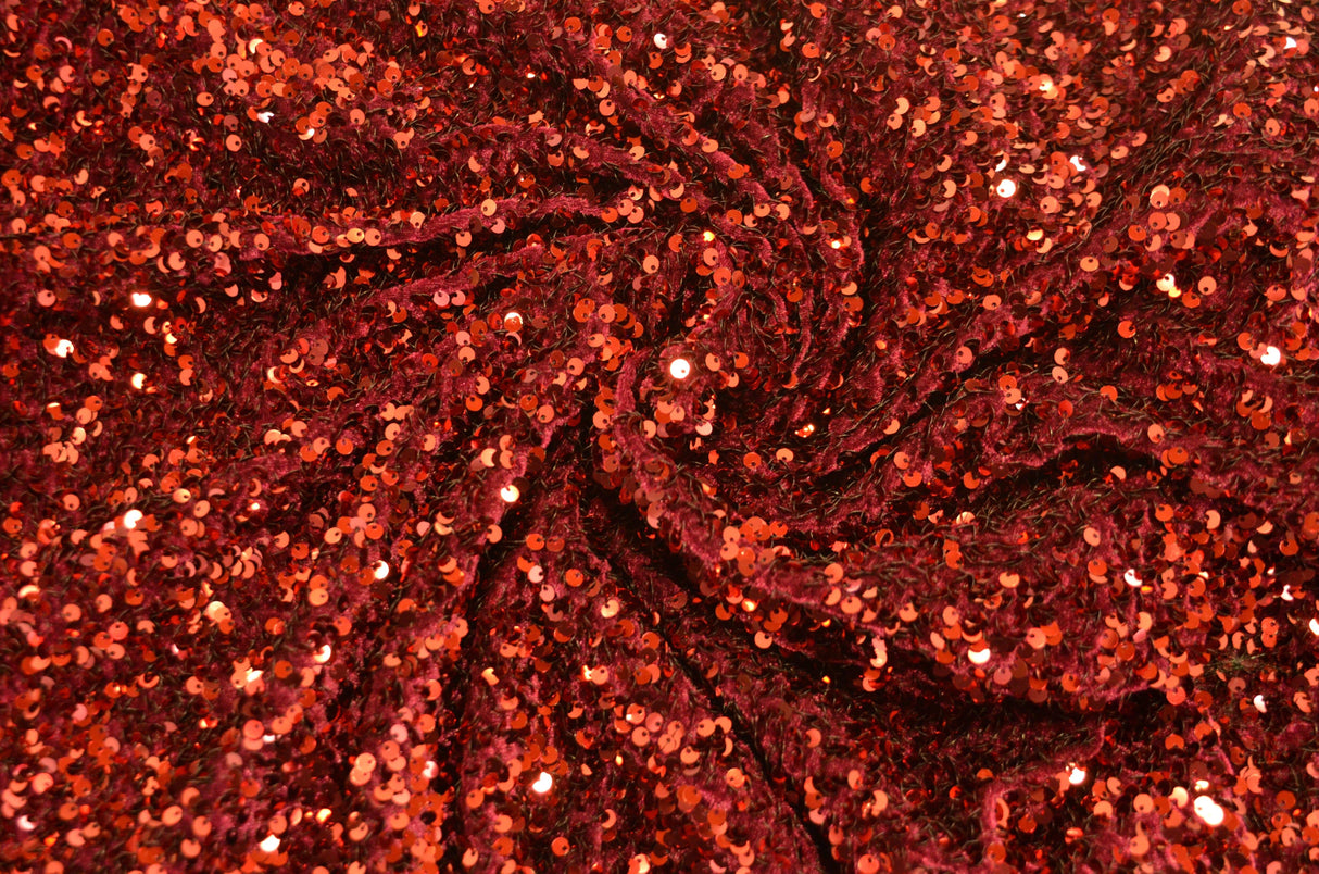 Sequins Stretch Velvet Polyester Spandex Fabric - Sequins On Plush Velvet, Multiple Colors, 60" Width (By The Yard)