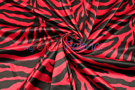 Zebra Charmeuse Satin Fabric - Zebra Print, 58/60" Width, Multiple Colors (1 Yard)