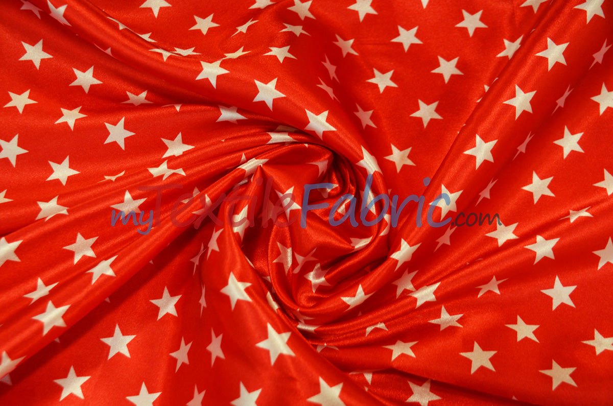 American Star Satin Polyester Fabric - American Flag Print, Red, Navy Blue, And Blue, 58/60" Width (1 Yard)
