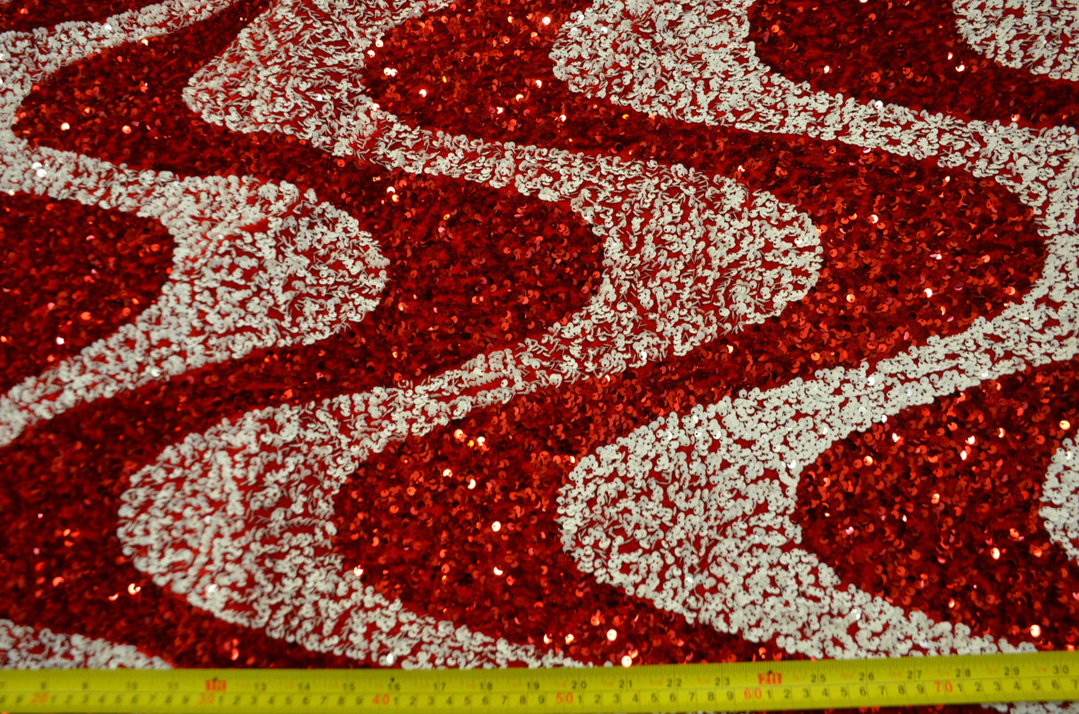 Sequins Velvet Wave Spandex Velvet Fabric - Two Tone Sequins, Multiple Colors, 58/60" Width (1 Yard)