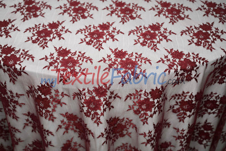 Chantilly Lace Polyester Fabric - Floral Embroidery, Sheer Mesh, 52" Width (1 Yard)