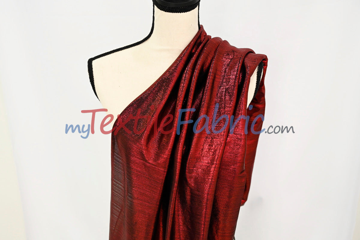 Metallic Stretch Slinky Polyester Spandex Fabric - Metallic Solid, 58" Width, Multiple Colors (1 Yard)