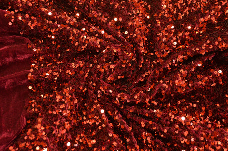 Sequins Stretch Velvet Polyester Spandex Fabric - Sequins On Plush Velvet, Multiple Colors, 60" Width (By The Yard)
