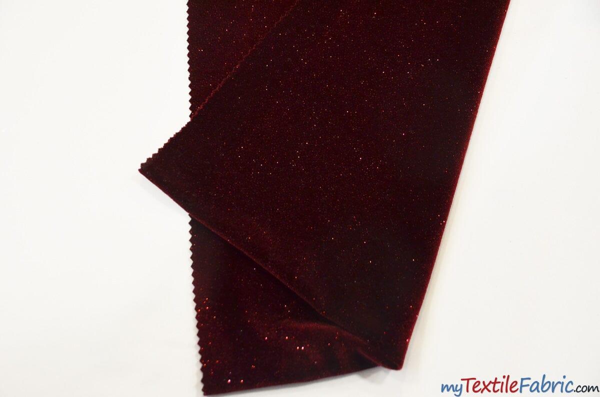 Glitter Stretch Velvet Polyester Spandex Fabric - Sparkling Glitter, 58/60" Width, Multiple Colors (1 Yard)