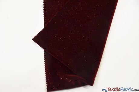 Glitter Stretch Velvet Polyester Spandex Fabric - Sparkling Glitter, 58/60" Width, Multiple Colors (1 Yard)