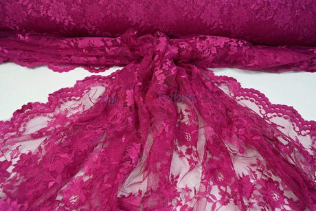 Chantilly Lace Polyester Fabric - Floral Embroidery, Sheer Mesh, 52" Width (1 Yard)