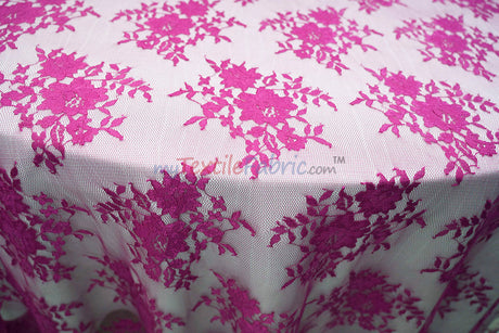 Chantilly Lace Polyester Fabric - Floral Embroidery, Sheer Mesh, 52" Width (1 Yard)