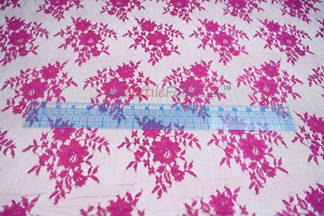 Chantilly Lace Polyester Fabric - Floral Embroidery, Sheer Mesh, 52" Width (1 Yard)