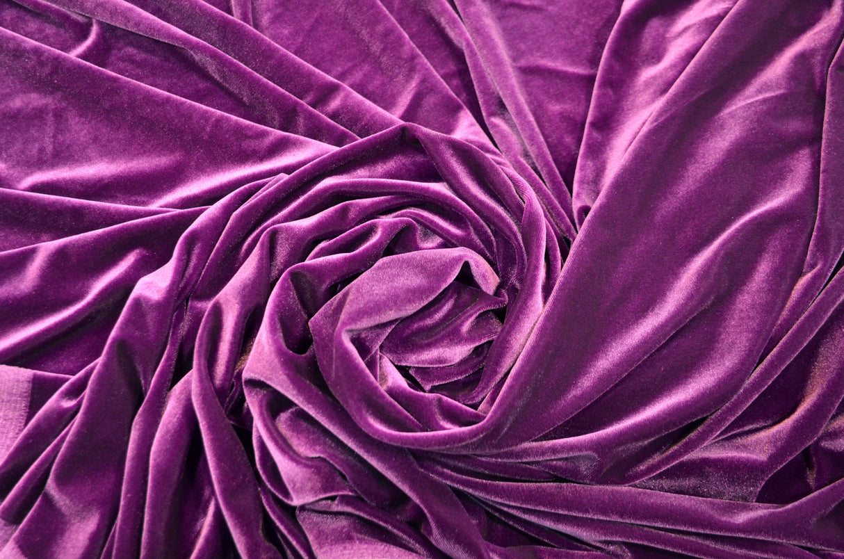 Stretch Velvet Spandex Fabric - Solid, 58" Width (1 Yard)